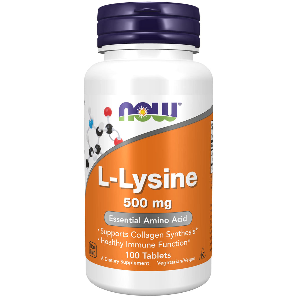 NOW Supplements, L-Lysine (L-Lysine Hydrochloride) 500 mg, Amino Acid, 100 Tablets - NewNest Australia