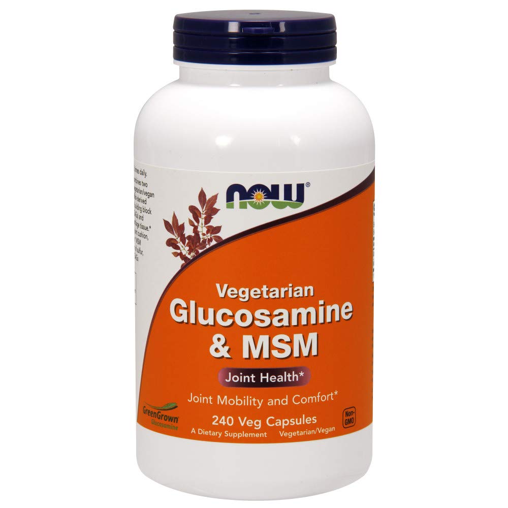 NOW Supplements, Glucosamine & MSM (GreenGrown Glucosamine), Vegetarian, 240 Veg Capsules - NewNest Australia