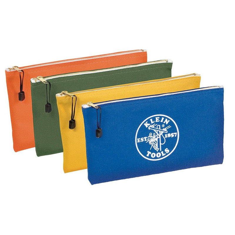 Klein Tools 5140 Zipper Bag, Utility Bag Use as Bank Deposit Bag, Tool Bag or Pouch, More in Olive, Orange, Blue, Yellow Canvas, 4pc Set 4-Pack - NewNest Australia