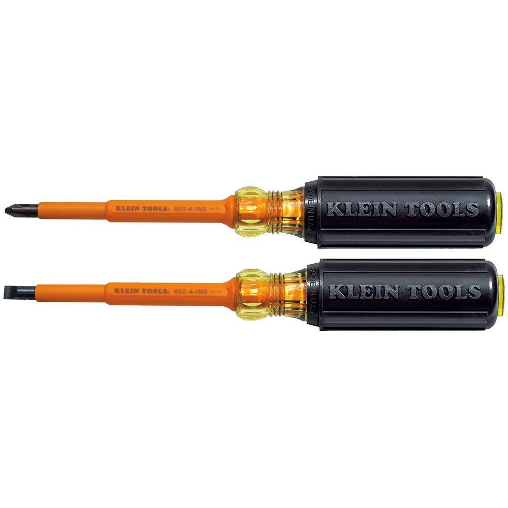 Klein Tools 33532-INS Electrical Insulated Screwdriver Set of 2, 4-Inch Phillips and Cabinet Set, Made in USA - NewNest Australia