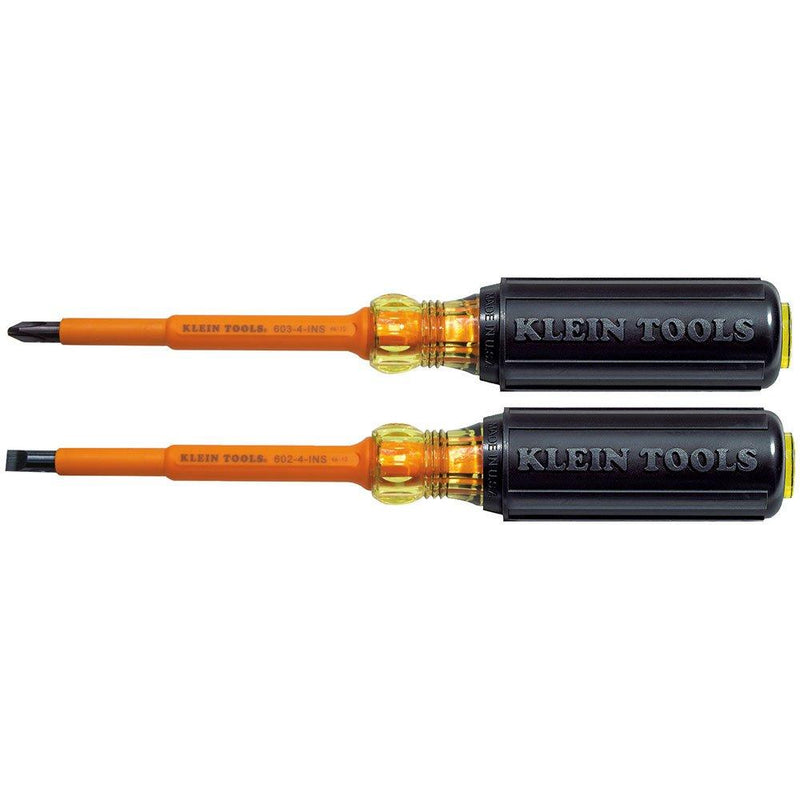 Klein Tools 33532-INS Electrical Insulated Screwdriver Set of 2, 4-Inch Phillips and Cabinet Set, Made in USA - NewNest Australia