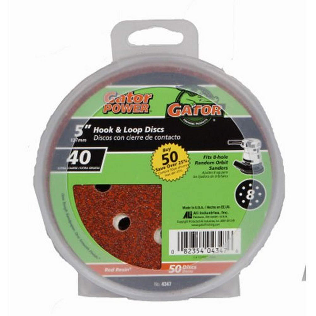 ALI INDUSTRIES 4347 8 Hole Hook and Loop 40 25 CT Grit Disc, 5-Inch, 50-Pack, 5" 5 Inch - NewNest Australia