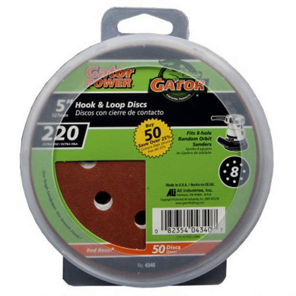 ALI INDUSTRIES 4340 8 Hole Hook and Loop 220 25 CT Grit Disc, 5-Inch, 50-Pack, 5" - NewNest Australia