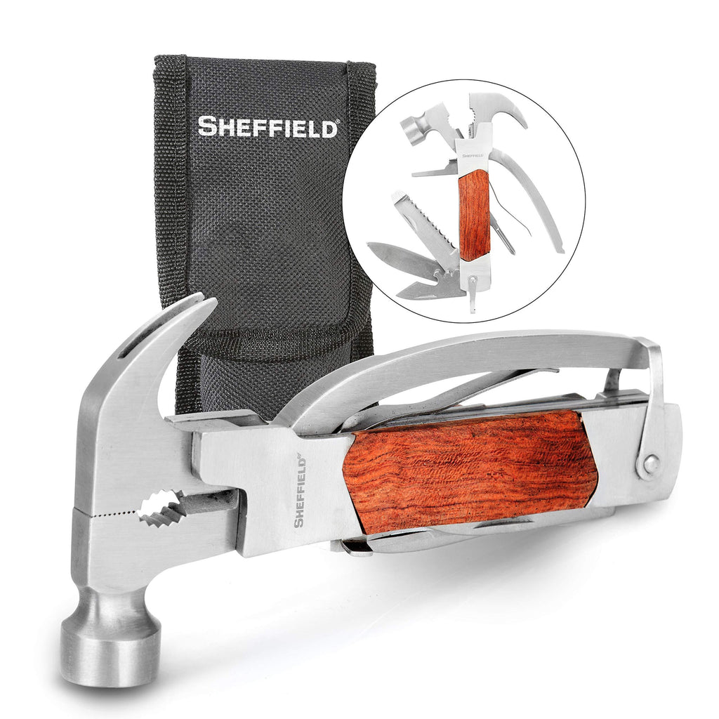 Sheffield 12913 Premium 14-in-1 Hammer Multi Tool, Multipurpose Tool for the Home, Camping Equipment, and Work, Hammer, Pliers, Survival Knife, & More - NewNest Australia