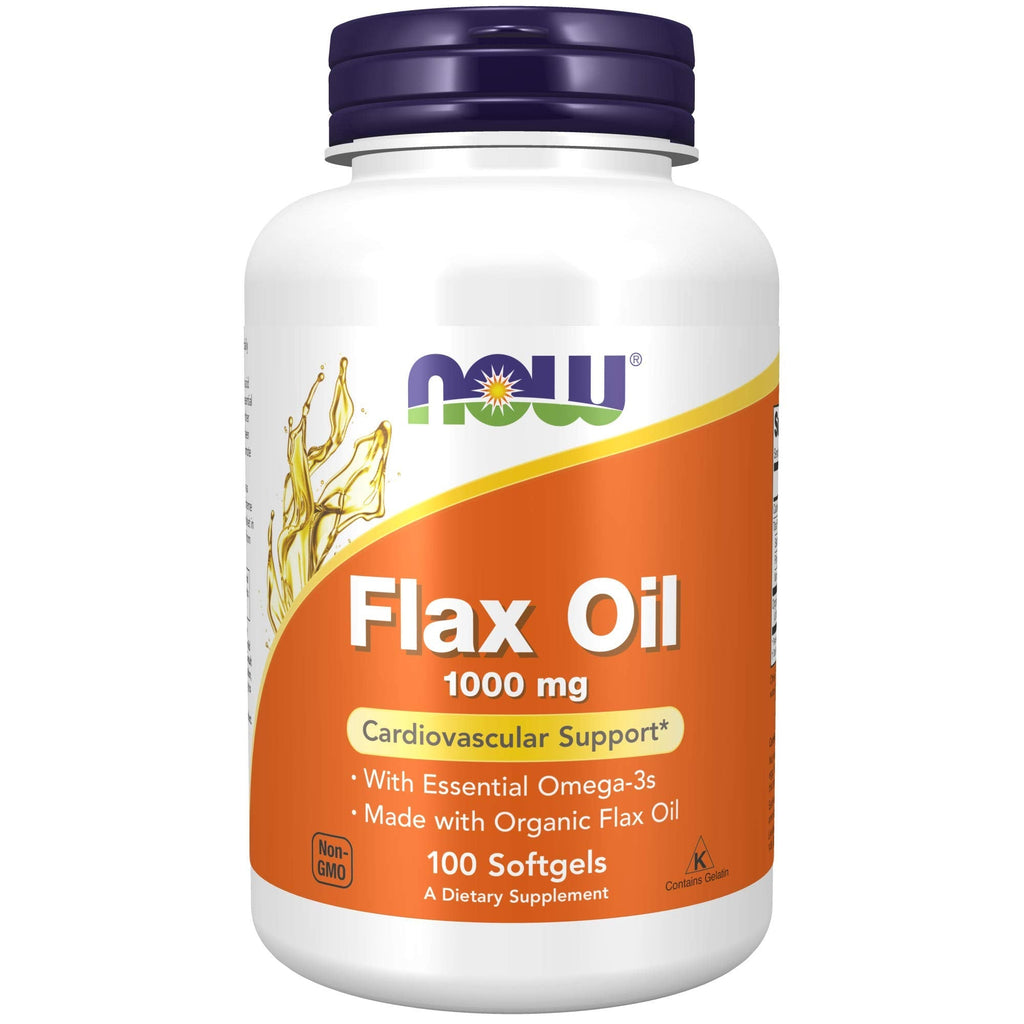 Now Foods Supplements, Flax Oil 1,000 mg made with Organic Flax Oil, Cardiovascular Support, 100 Count - NewNest Australia