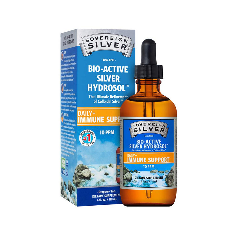 Sovereign Silver Bio-Active Silver Hydrosol for Immune Support - Colloidal Silver - 10 ppm, 4oz (118mL) - Dropper 4 Fl Oz (Pack of 1) Standard Packaging - NewNest Australia