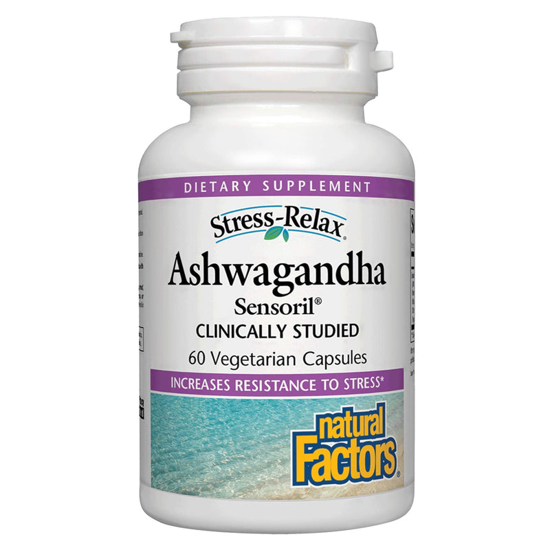 Stress-Relax Ashwagandha Sensoril by Natural Factors, 60 vegetarian capsules (60 servings) Standard Packaging - NewNest Australia