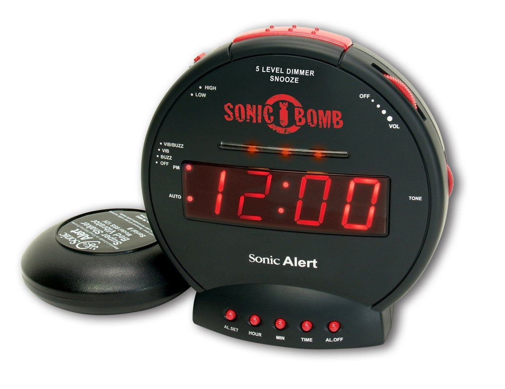 NewNest Australia - Sonic Bomb Dual Extra Loud Alarm Clock with Bed Shaker, Black | Sonic Alert Vibrating Alarm Clock Heavy Sleepers, Battery Backup | Wake with a Shake Multicolor 