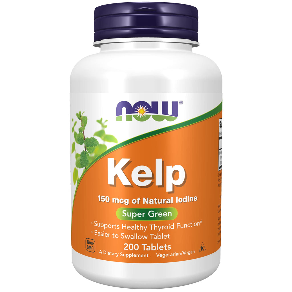 NOW Supplements, Kelp 150 mcg of Natural Iodine, Easier to Swallow Tablet, Super Green, 200 Tablets - NewNest Australia