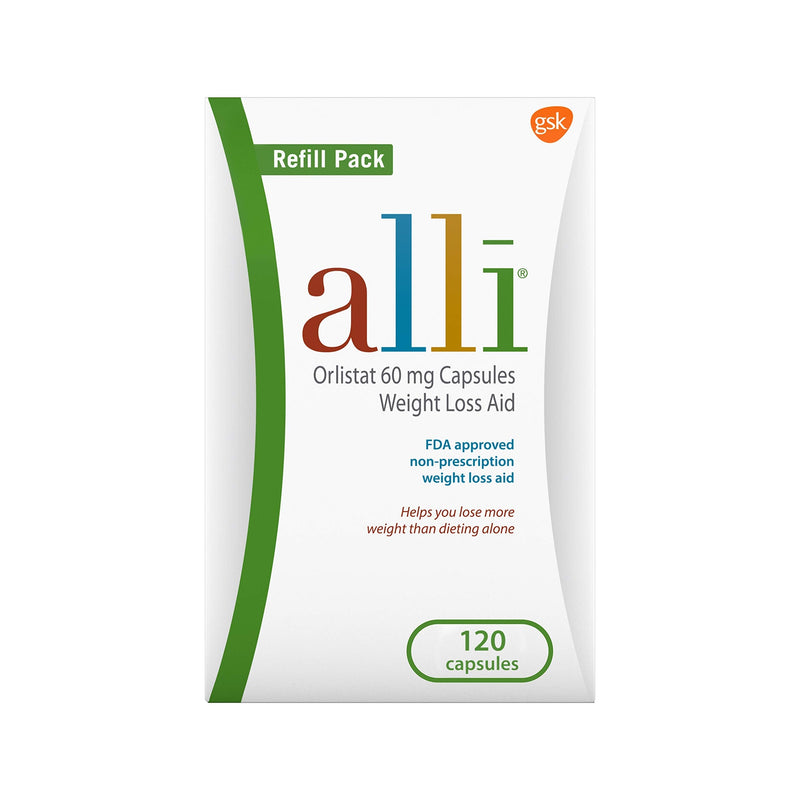 alli Weight Loss Diet Pills, Orlistat 60 mg Capsules, Non Prescription Weight Loss Aid, 120 Count Refill Pack - NewNest Australia