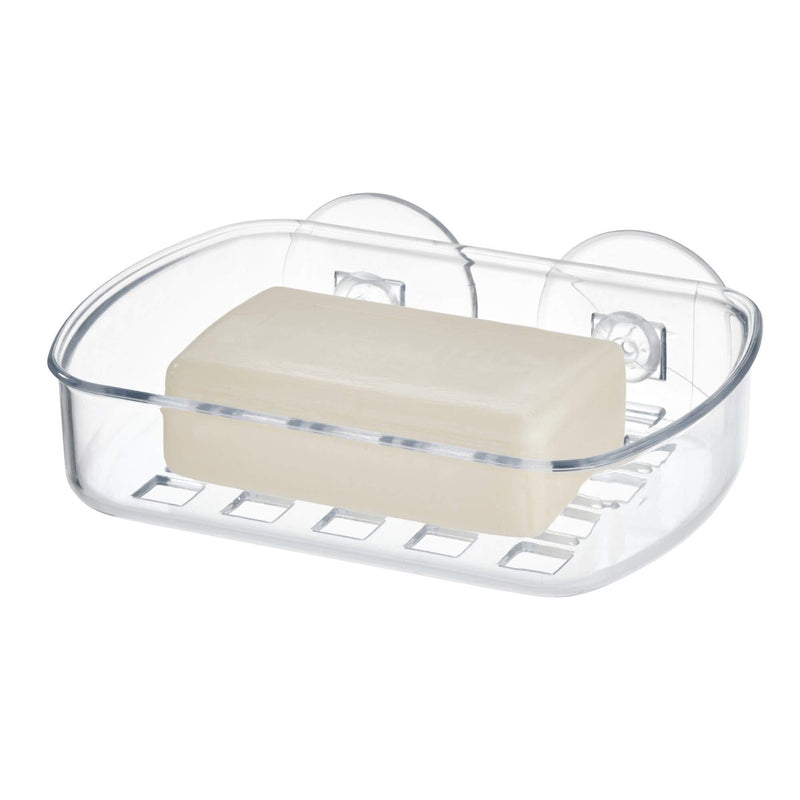 iDesign BPA-Free Plastic Suction Bar Soap Dish - 5.25" x 4" x 2", Clear,19600 - NewNest Australia