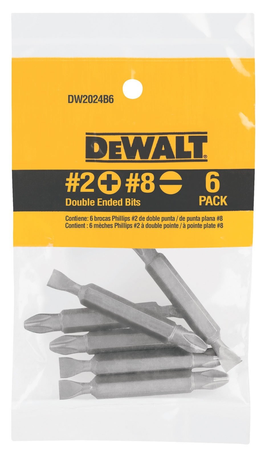 DEWALT Screwdriver Set, #2 Phillips / No. 8 Slotted Double Ended Bit, 6-Pack (DW2024B6) - NewNest Australia