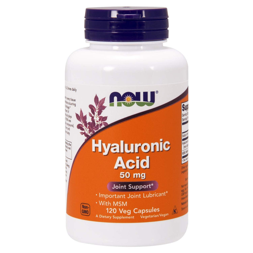 NOW Supplements, Hyaluronic Acid 50 mg with MSM, Joint Support*, 120 Veg Capsules - NewNest Australia