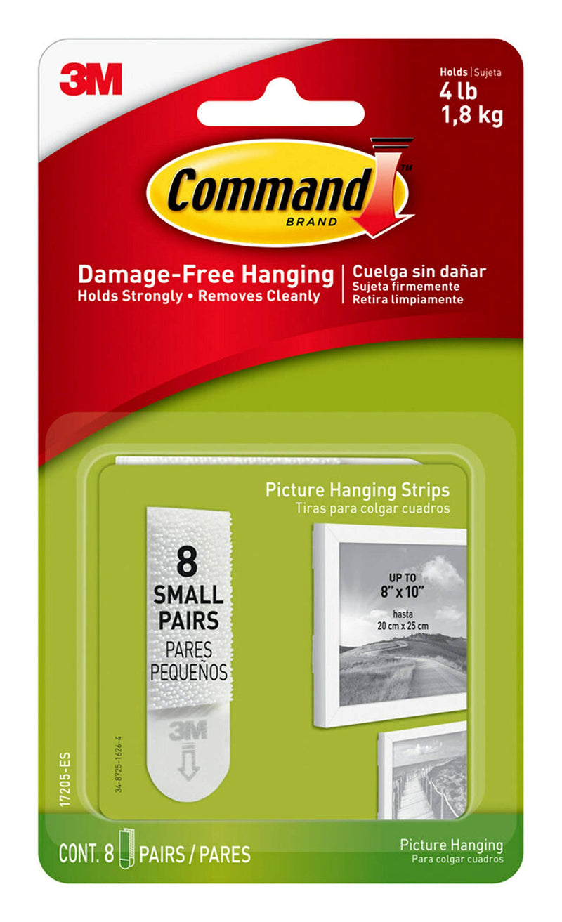 Command Small Picture Hanging Strips, Holds up to 4lbs., 8-Pairs (16-Strips), Decorate Damage-Free 8 Pairs - NewNest Australia