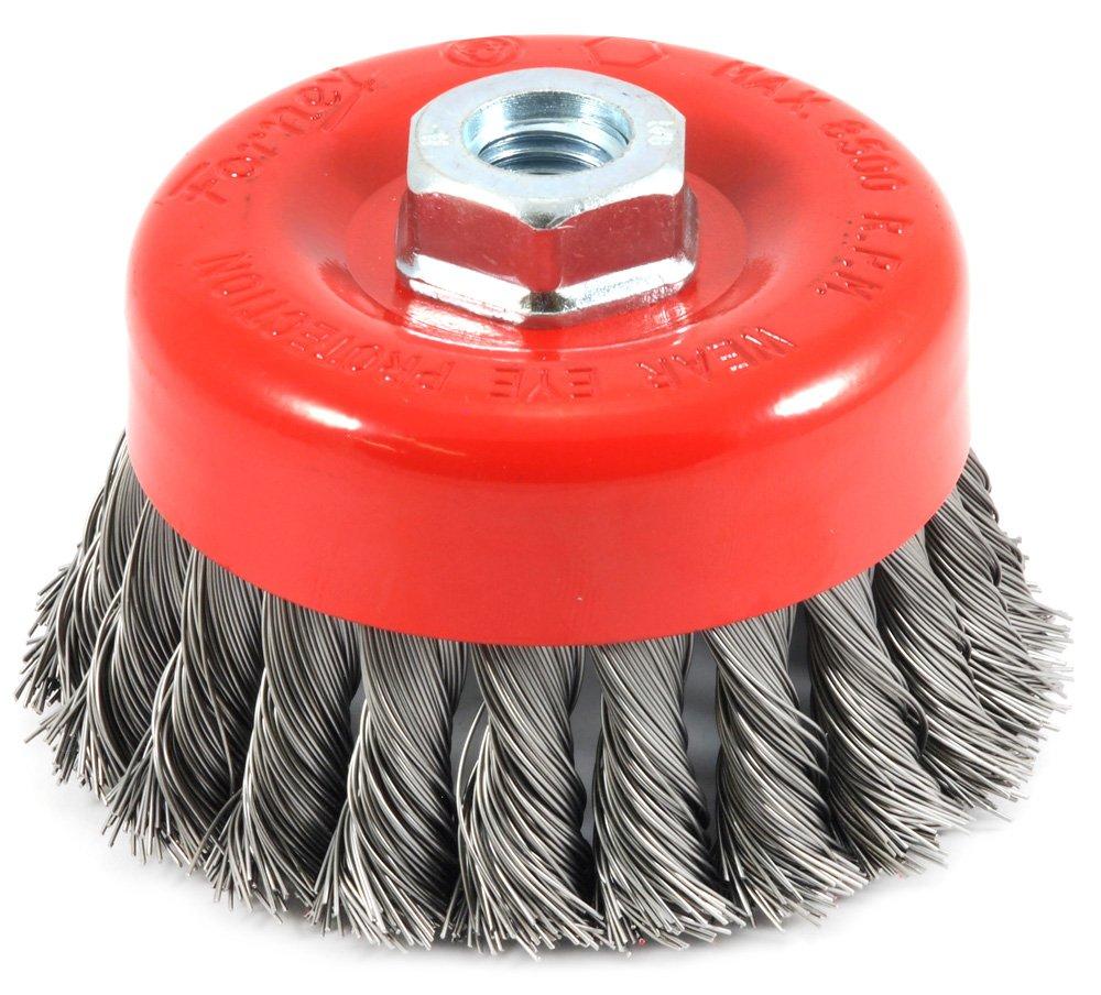 Forney 72753 4-Inch by 5/8-11 Knotted Cup Brush .020 Carbon Steel - NewNest Australia