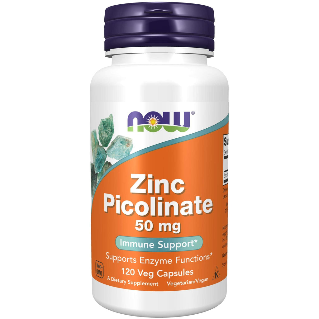 NOW Supplements, Zinc Picolinate 50 mg, Supports Enzyme Functions, Immune Support, 120 Veg Capsules - NewNest Australia