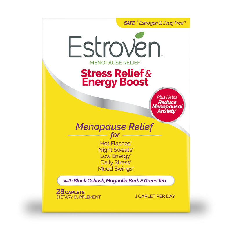 Estroven Stress Relief & Energy Boost for Menopause Relief, Helps Reduce Hot Flashes and Night Sweats, Stress Management Support*, 28 Count 28 Count (Pack of 1) - NewNest Australia