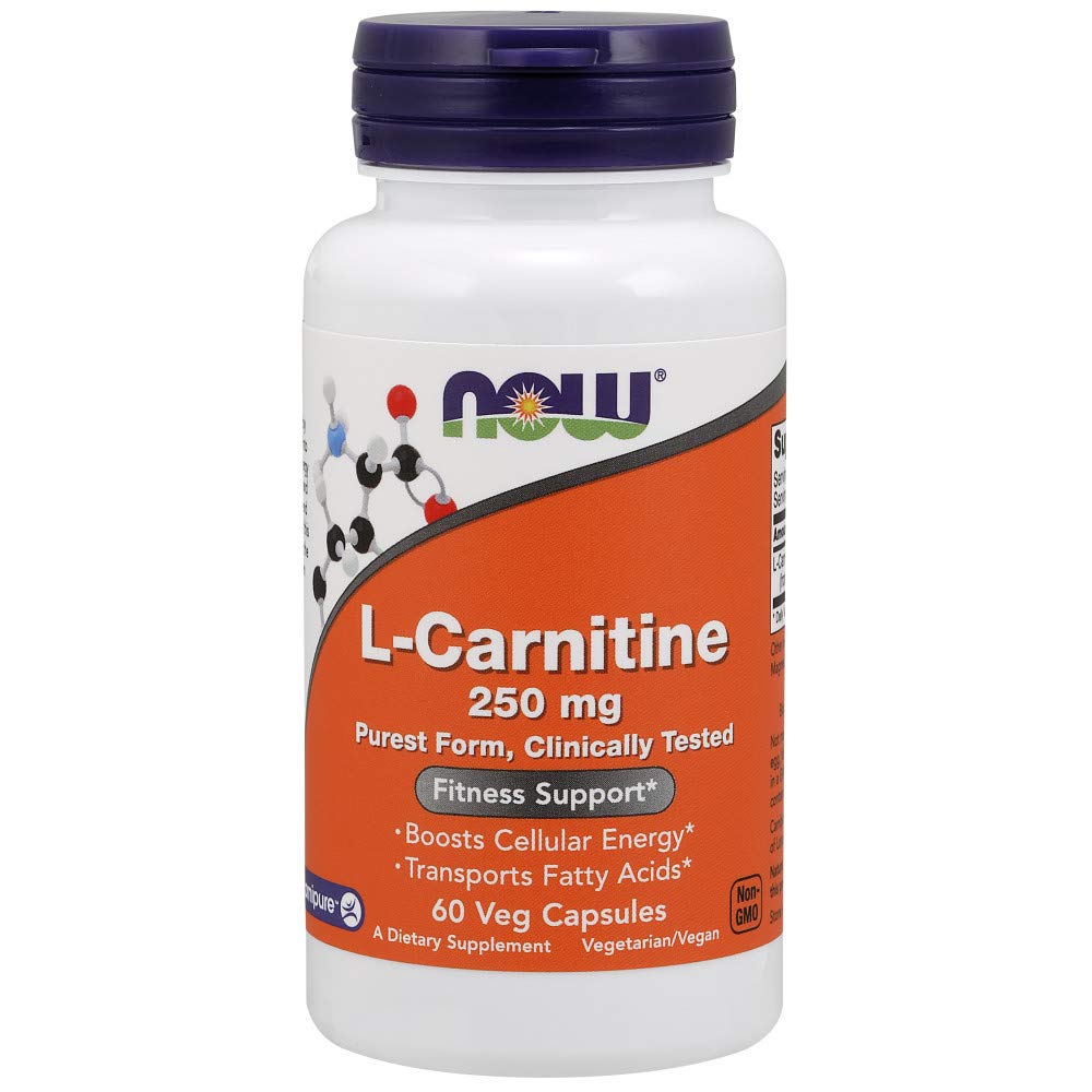 NOW Supplements, L-Carnitine 250 mg, Purest Form, Amino Acid, Fitness Support*, 60 Veg Capsules - NewNest Australia