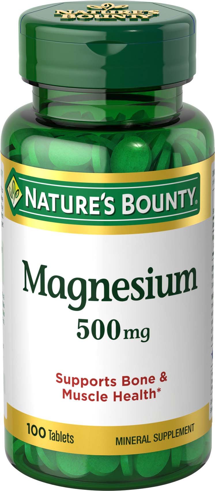 Nature's Bounty Magnesium, 500 mg Coated Tablets, Mineral Supplement, Supports Bone and Muscle Health, Gluten Free, Vegetarian, 100 Count (Pack of 3) - NewNest Australia