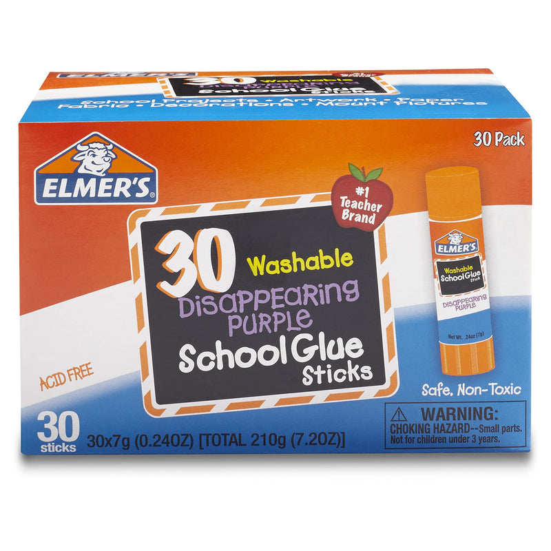 Elmer's Disappearing Purple School Glue, Washable, 30 Pack, 0.24-ounce sticks 30 Count - NewNest Australia