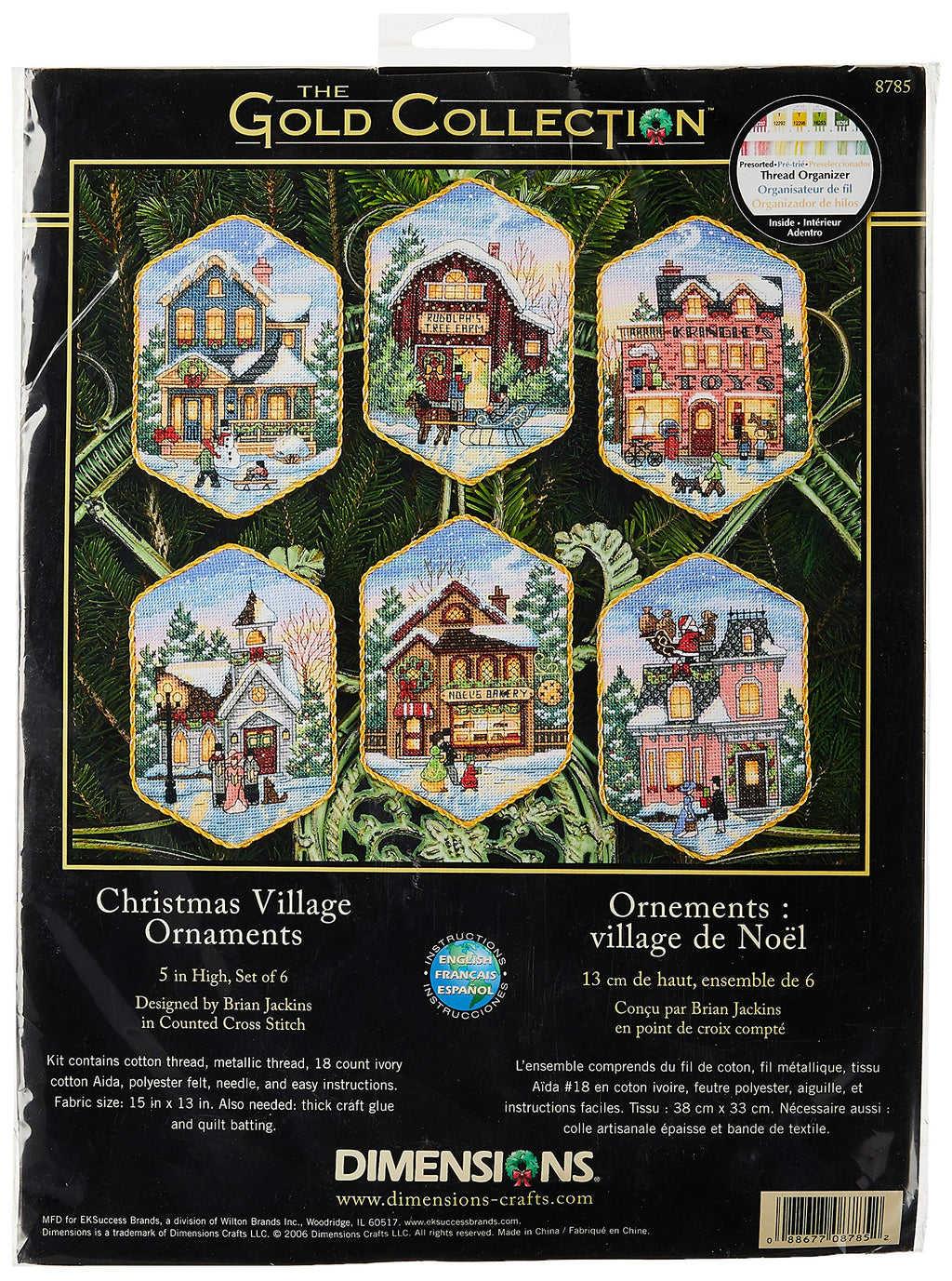 Dimensions Gold Collection Christmas Village Counted Cross Stitch Ornament Kit, 6 pcs - NewNest Australia