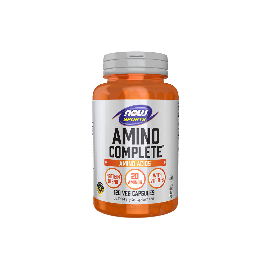 NOW Sports Nutrition, Amino Complete, Protein Blend With 21 Aminos and B-6, 120-Capsules - NewNest Australia