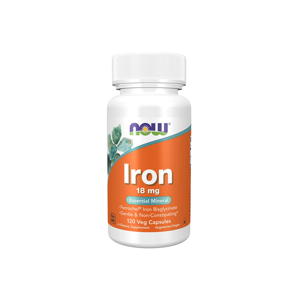 NOW Supplements, Iron 18 mg, Non-Constipating*, Essential Mineral, 120 Veg Capsules - NewNest Australia