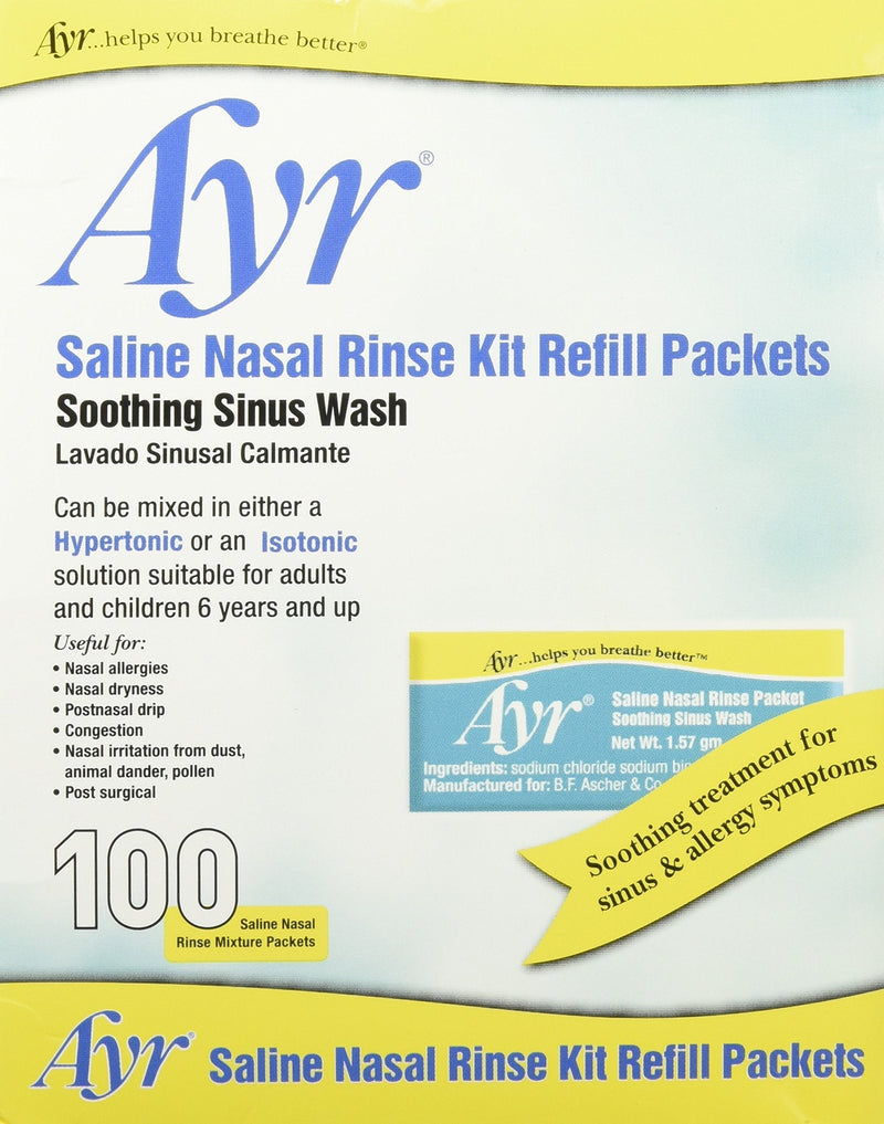 Ayr Saline Nasal Rinse Kit Refill Packets, 100 Count - NewNest Australia