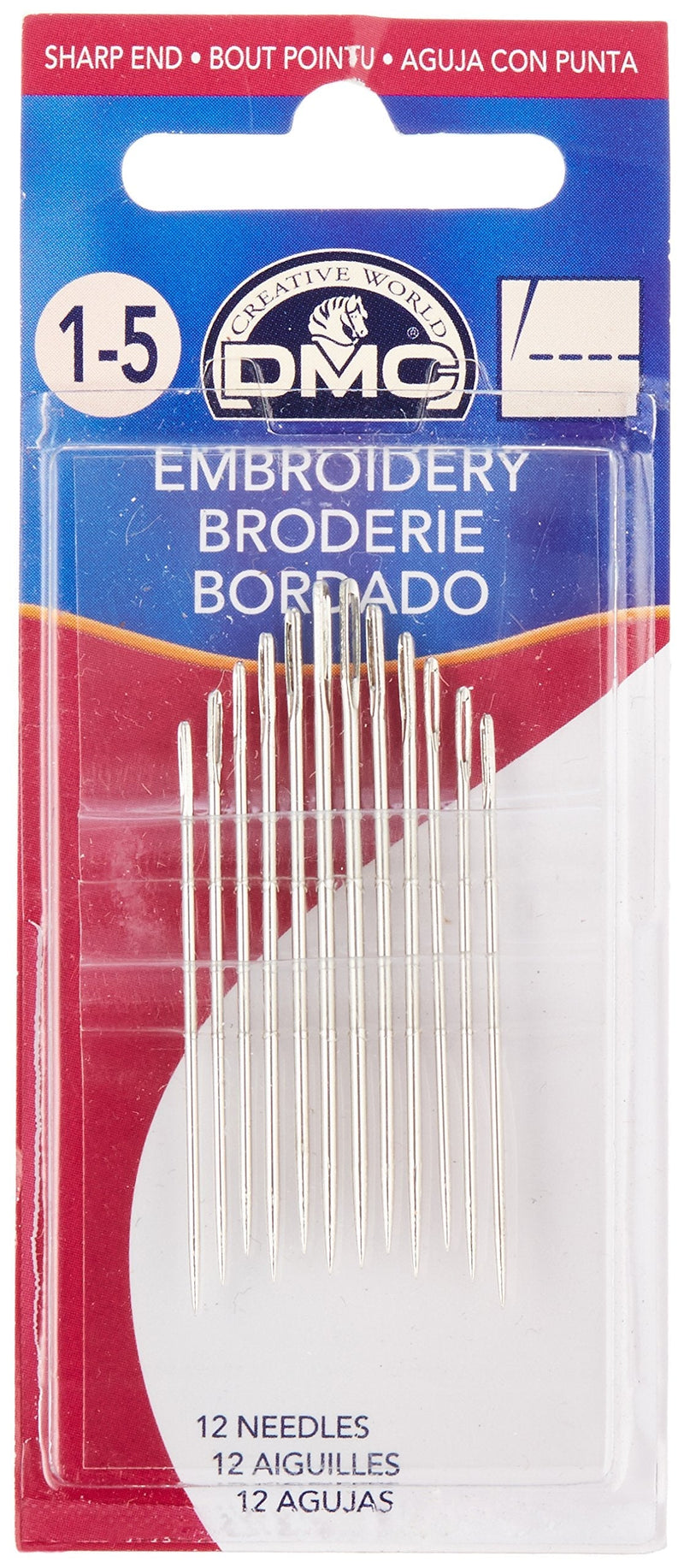 DMC 1765-1/5 Embroidery Hand Needles, 12-Pack, Size 1-5 Size 1/5 - NewNest Australia