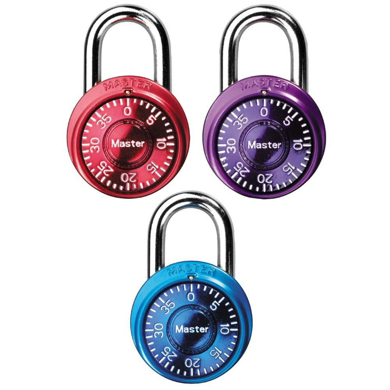 Master Lock 1533TRI Locker Lock Mini Combination Padlock, 3 Pack, Assorted Colors - NewNest Australia