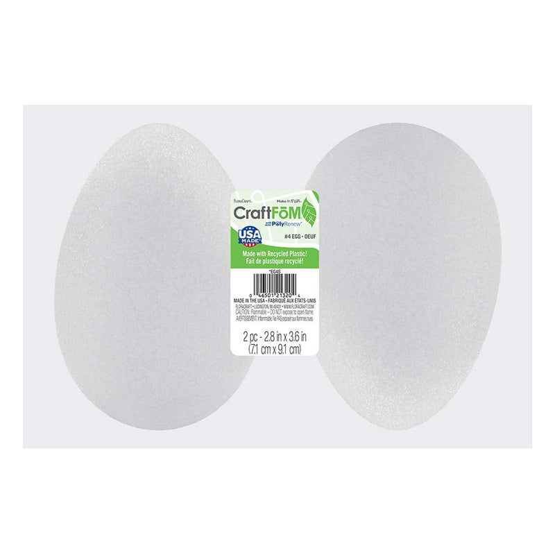 FloraCraft CraftFōM 2 Piece Egg 2.8 Inch x 3.6 Inch White 3-7/8 x 2-13/16" - NewNest Australia
