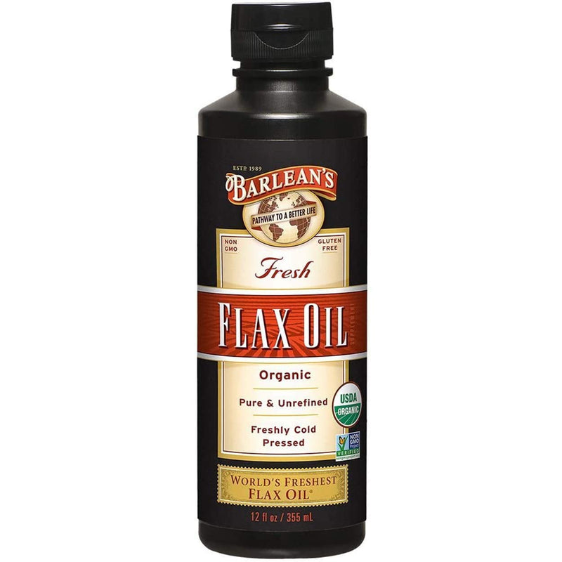 Barlean's Fresh Flaxseed Oil from Cold Pressed Flax Seeds - 7,640mg ALA Omega 3 Fatty Acids for Improving Heart Health - Vegan, USDA Organic, Non-GMO, Gluten Free - 12-Ounce - NewNest Australia