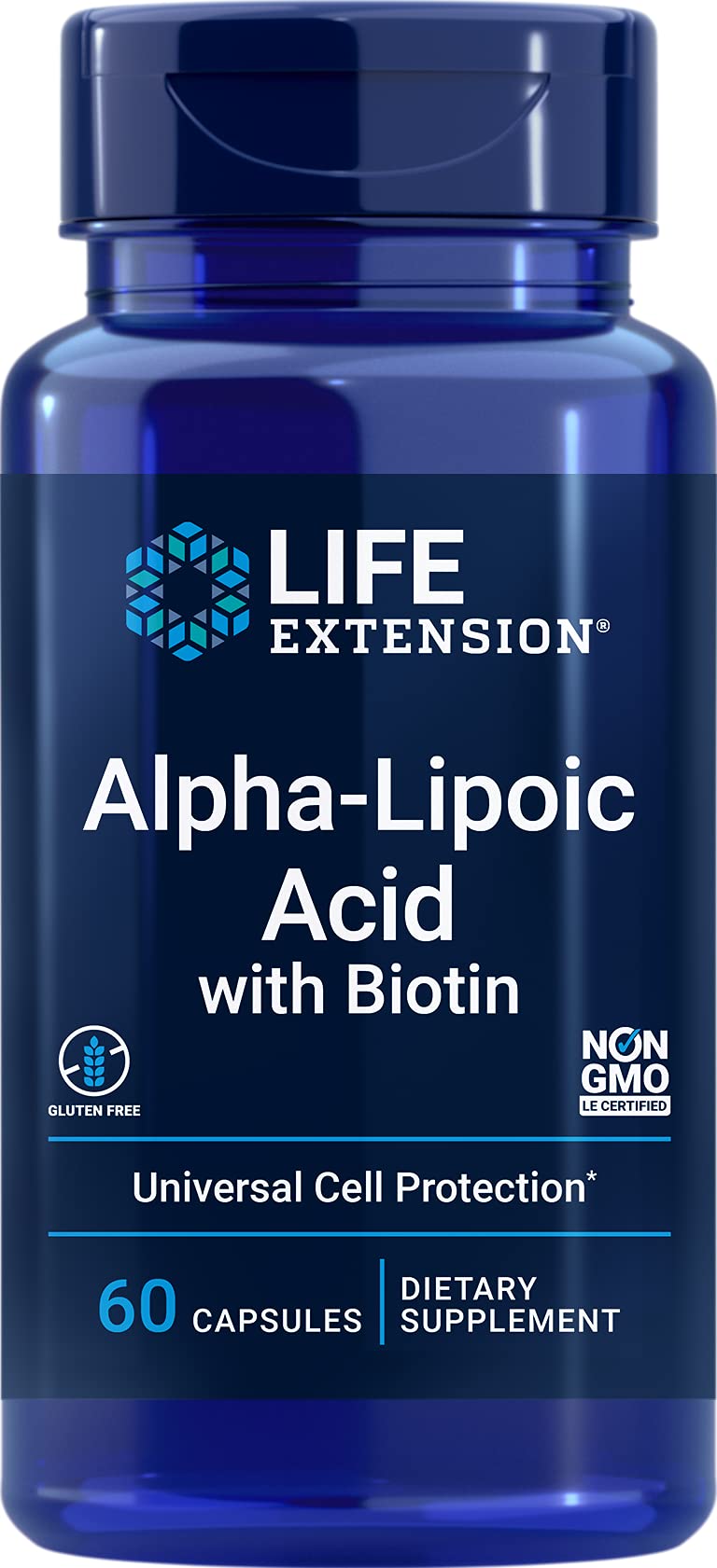 Life Extension Alpha-Lipoic Acid with Biotin Universal Antioxidants for Liver & Nerve Health, Protection Against Oxidative Stress - Gluten-Free, Non-GMO - 60 Capsules Standard Packaging - NewNest Australia