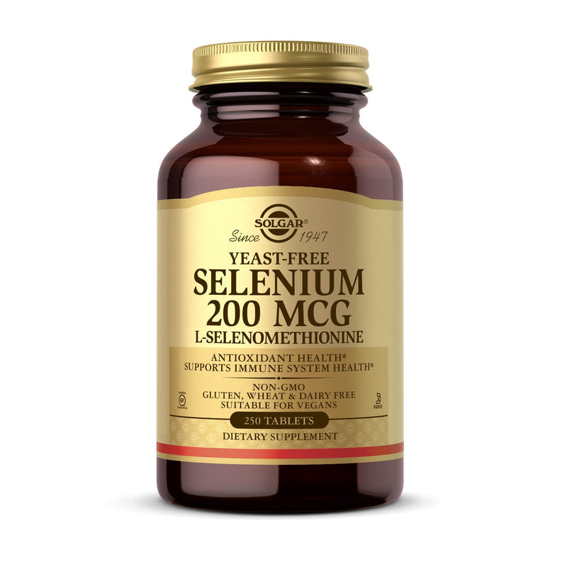 Solgar Yeast-Free Selenium 200 mcg, 250 Tablets - Supports Antioxidant & Immune System Health - Non-GMO, Vegan, Gluten Free, Dairy Free, Kosher - 250 Servings, Unflavored, Standard Packaging - NewNest Australia