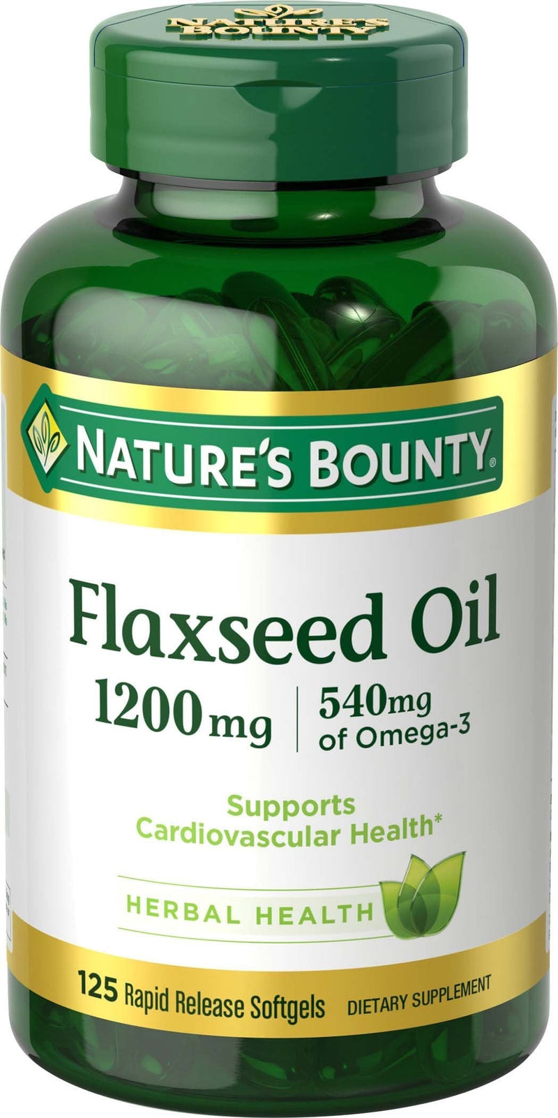 Flaxseed Oil and Omega 3 by Nature's Bounty, Dietary Supplement, Supports Cardiovascular Health, 1200 mg, 125 Softgels - NewNest Australia