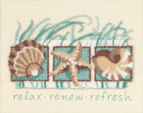 Dimensions Relax, Renew, Refresh'' Beach Seashells Punch Needle Embroidery Craft Kit, 10" x 8" - NewNest Australia