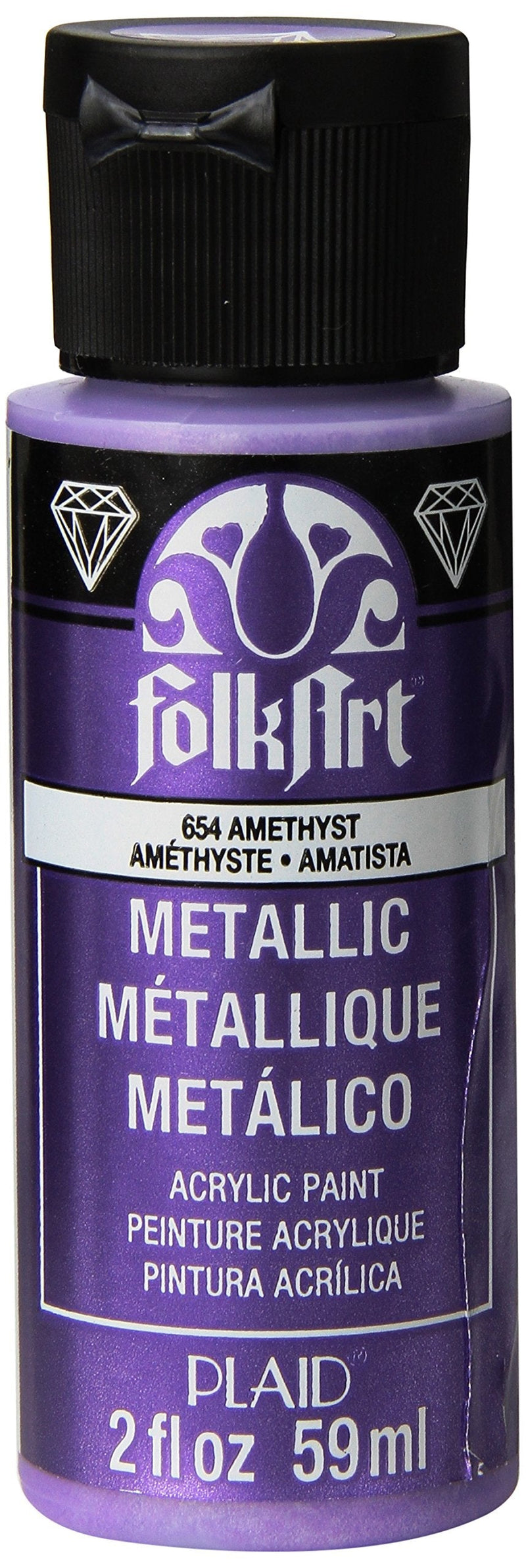 FolkArt Metallic Acrylic Paint in Assorted Colors (2 Ounce), 654 Amethyst - NewNest Australia