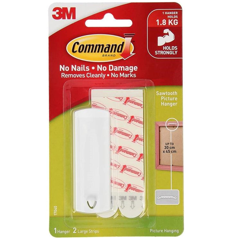 Command Sawtooth Hanger, 1-Hanger, 2-Strips, Decorate Damage-Free 1 Hanger - NewNest Australia