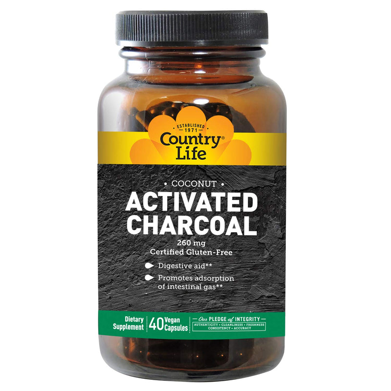 Country Life Natural Charcoal Capsules 260 mg, 40 Capsules - NewNest Australia