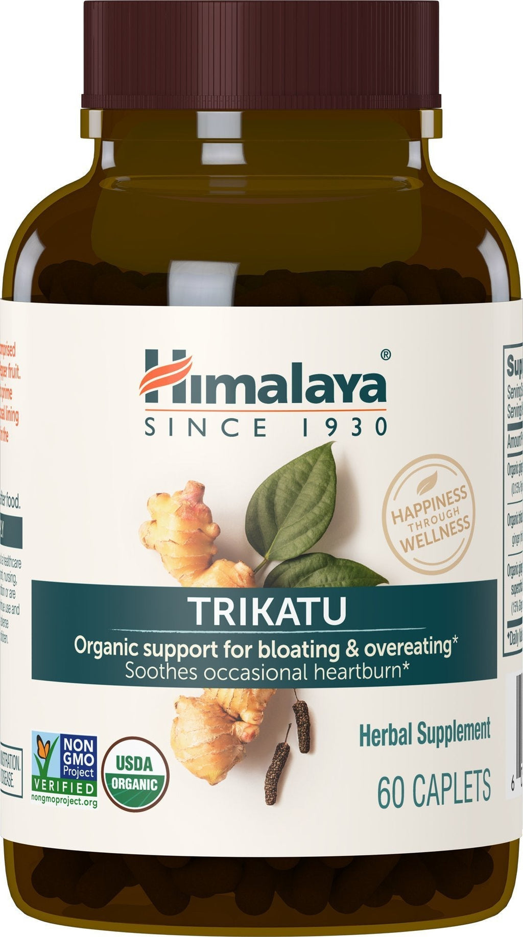 Himalaya Organic Trikatu, Digestion Supplement for Heartburn, Gas and Bloating Relief, 690 mg, 60 Caplets, 2 Month Supply - NewNest Australia