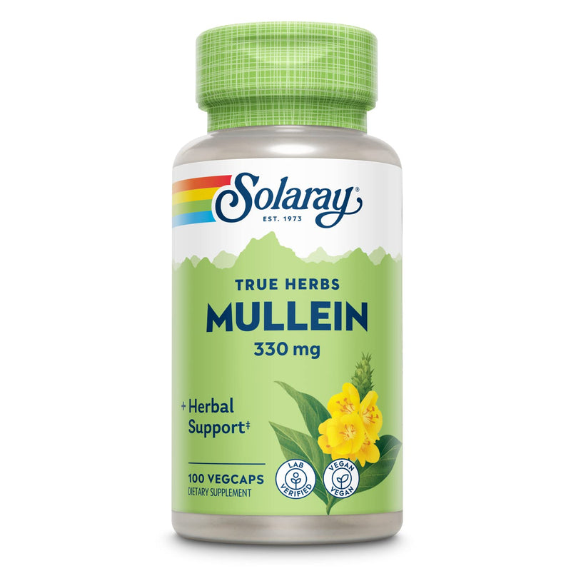 Solaray Mullein Leaf, Herbal Support for Healthy Respiratory and Bronchial Function, Vegan, 100 Vegcaps - NewNest Australia