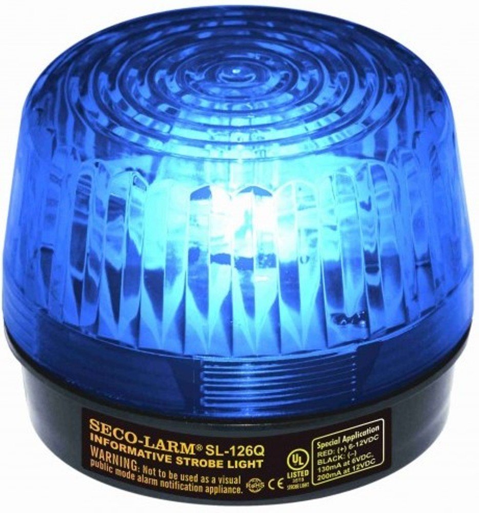 Seco-Larm SL-126Q/B Blue Strobe Light; For 6- to 12-Volt use; For "informative" general signaling requirements; Incorrect polarity cannot damage circuit or draw current; Easy 2-wire installation - NewNest Australia