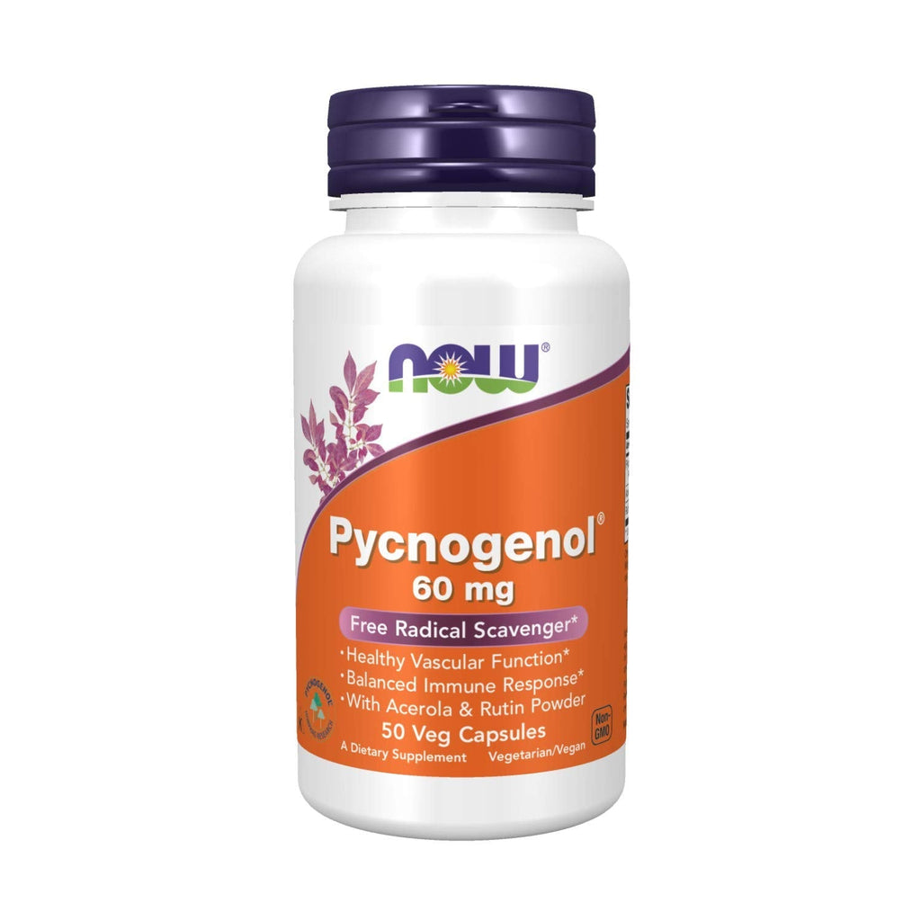 NOW Supplements, Pycnogenol 60 mg (a Unique Combo of Proanthocyanidins from French Maritime Pine) with Acerola & Rutin Powder, 50 Veg Capsules - NewNest Australia