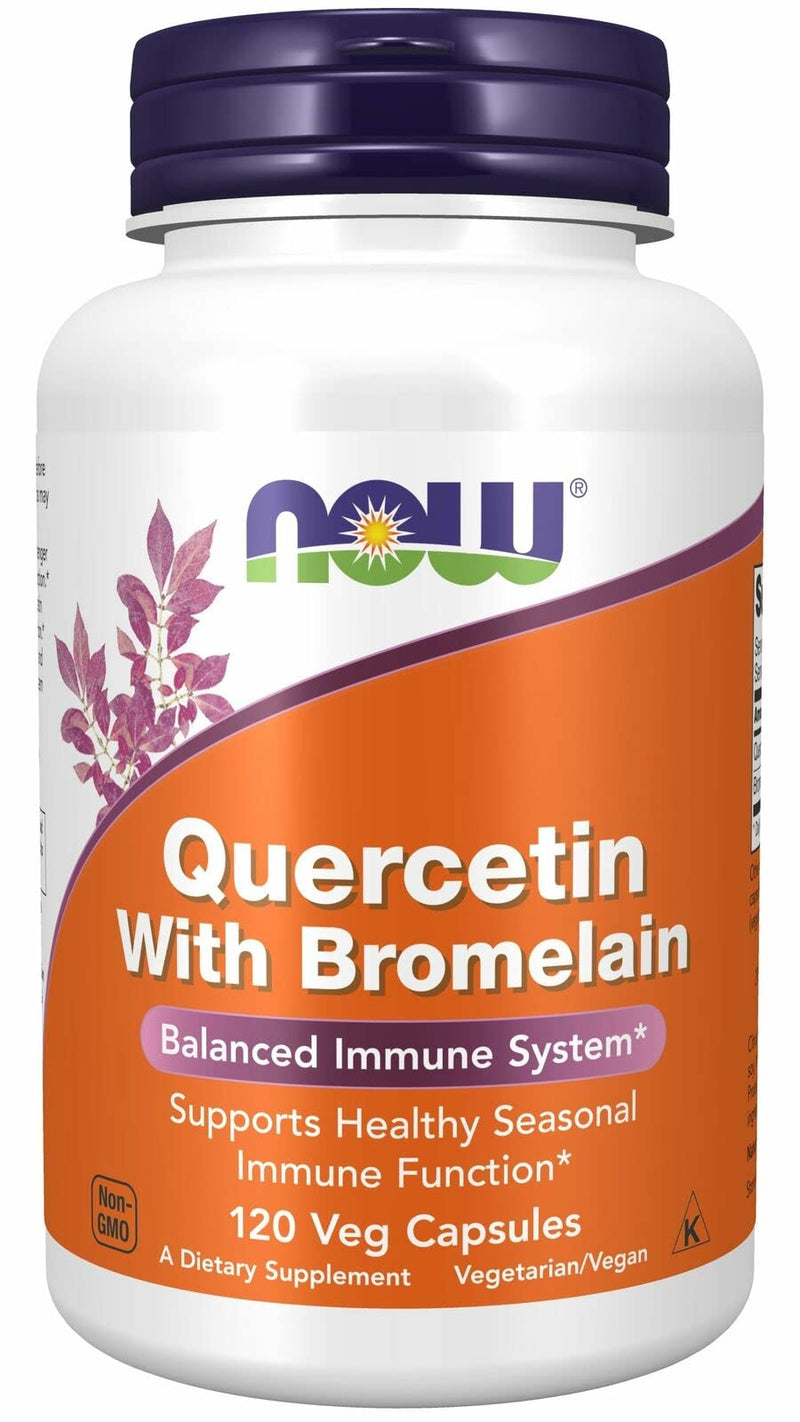 NOW Supplements Quercetin with Bromelain Balanced Immune System, Pineapple, 120 Veg Capsules - NewNest Australia