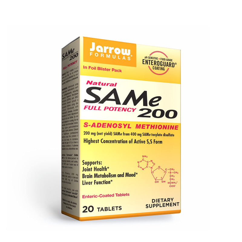 Jarrow Formulas Same 200 mg Highest Concentration of Active S,S Form, Supports Joint Health, Liver Function, Brain Metabolism, Mood & Antioxidant Defense, 20 Servings, White, 20 Count 20 Count (Pack of 1) - NewNest Australia