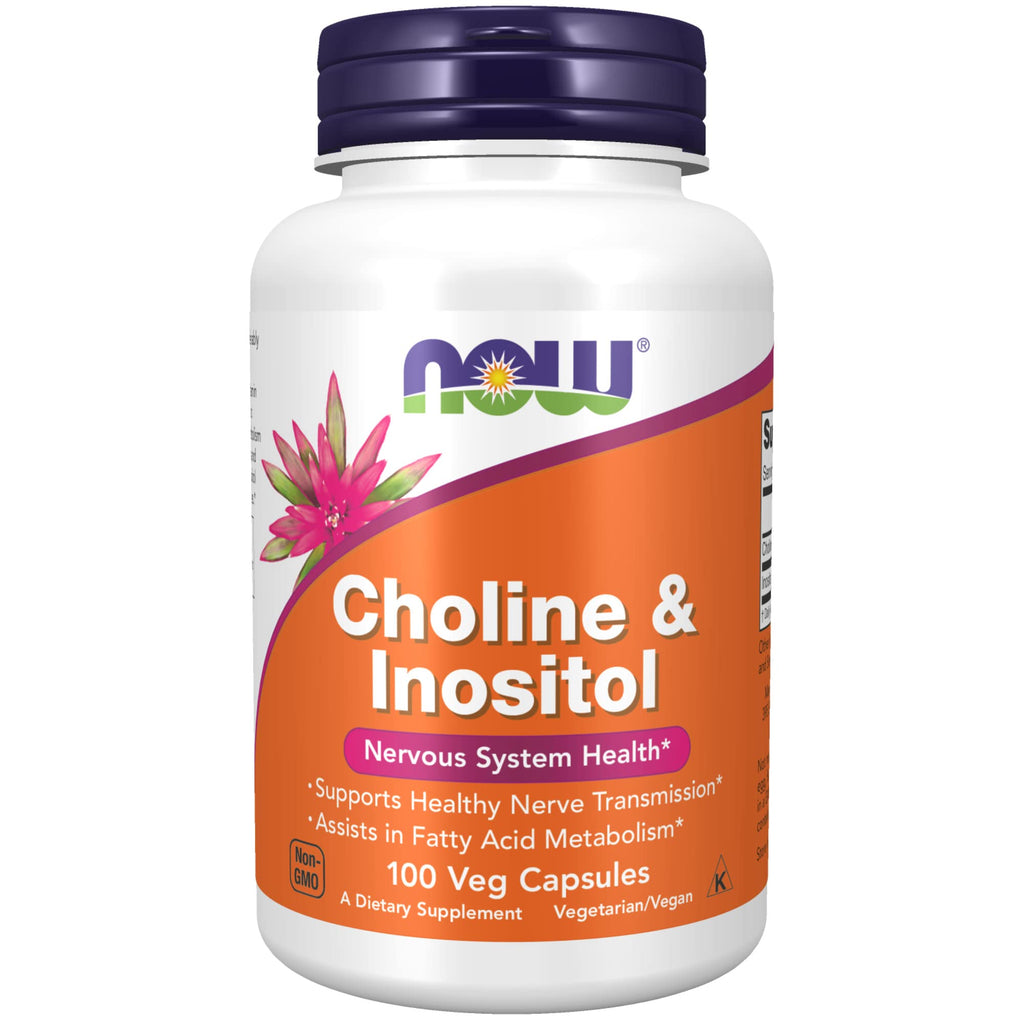 NOW Supplements, Choline & Inositol 500 mg, Healthy Nerve Transmission*, Nervous System Health*, 100 Capsules - NewNest Australia