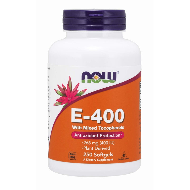 NOW E-400 Vitamin E-400 IU MT Softgels with Mixed Tocopherols, 250 Softgels - NewNest Australia