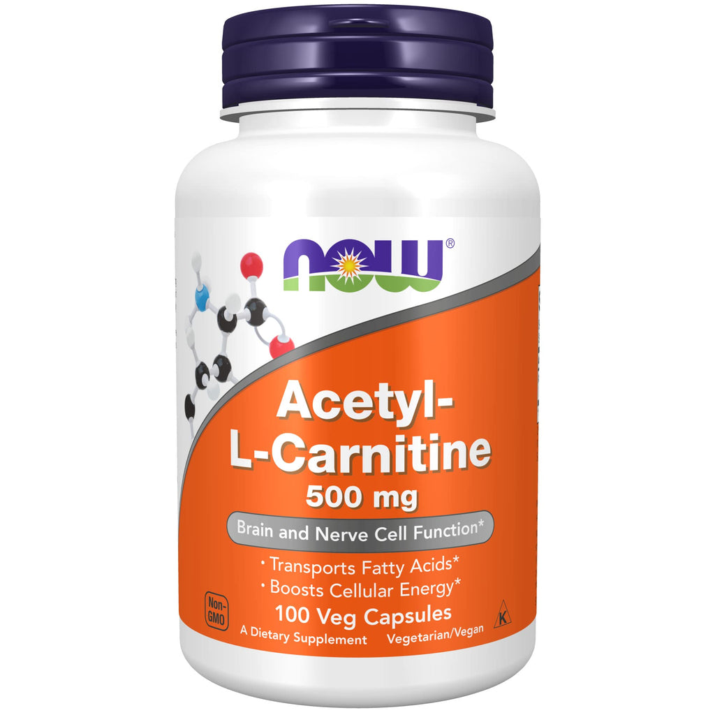 NOW Supplements, Acetyl-L Carnitine 500 mg, Amino Acid, Brain And Nerve Cell Function*, 100 Veg Capsules - NewNest Australia