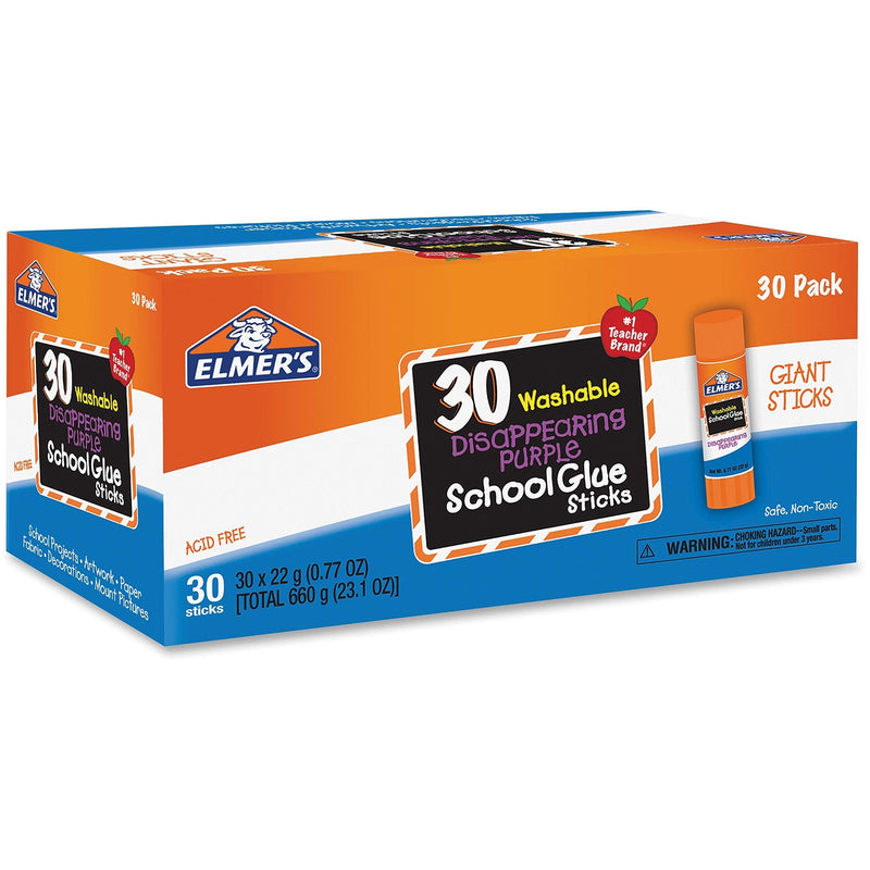 Elmer's Disappearing Purple School Glue Sticks, 0.77 oz Each, 3 Sticks per Pack (E562) 2.31 - NewNest Australia