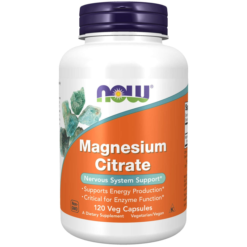 NOW Supplements, Magnesium Citrate, Enzyme Function, Nervous System Support, 120 Veg Capsules - NewNest Australia